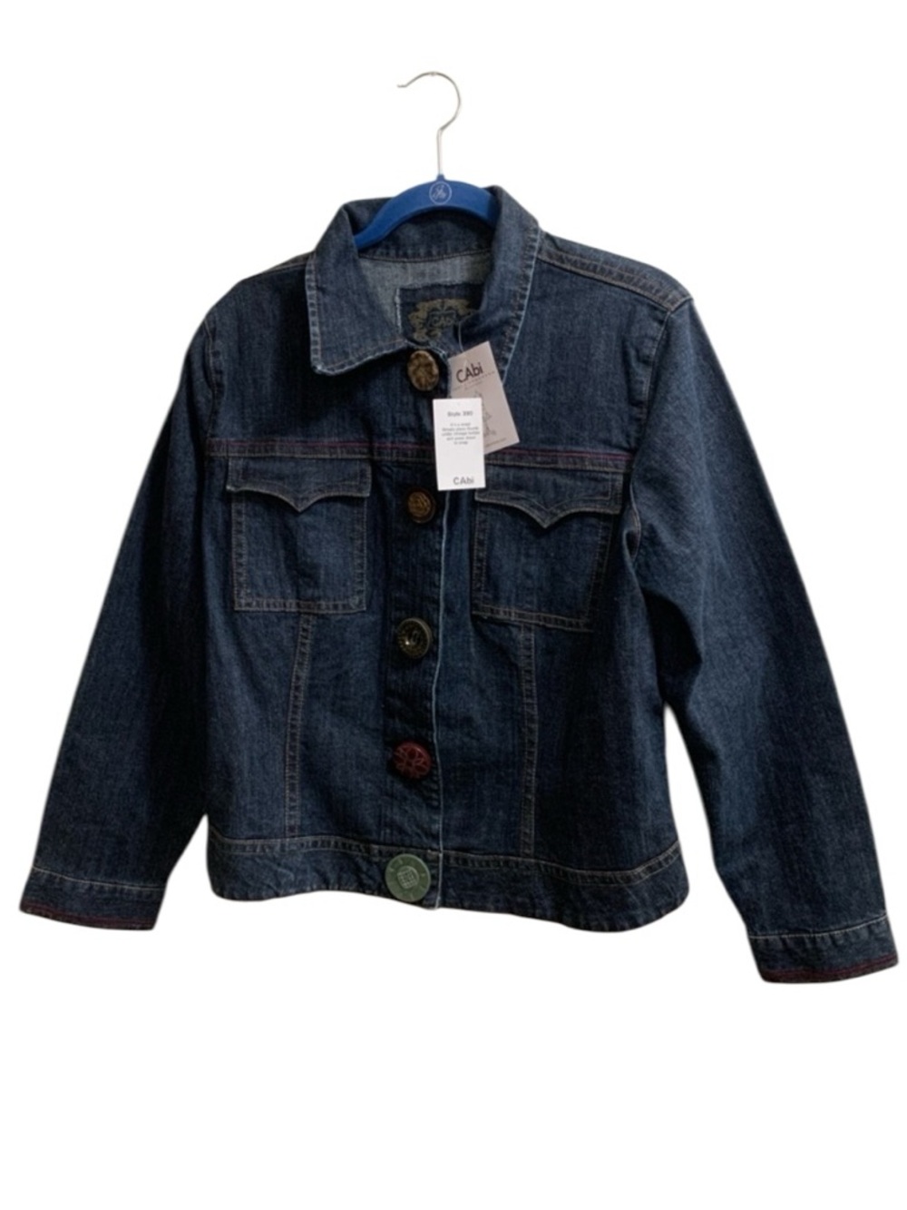 CAbi Jean Jacket Vintage Look Buttons Snaps Women’s Size XL Denim Boho NEW